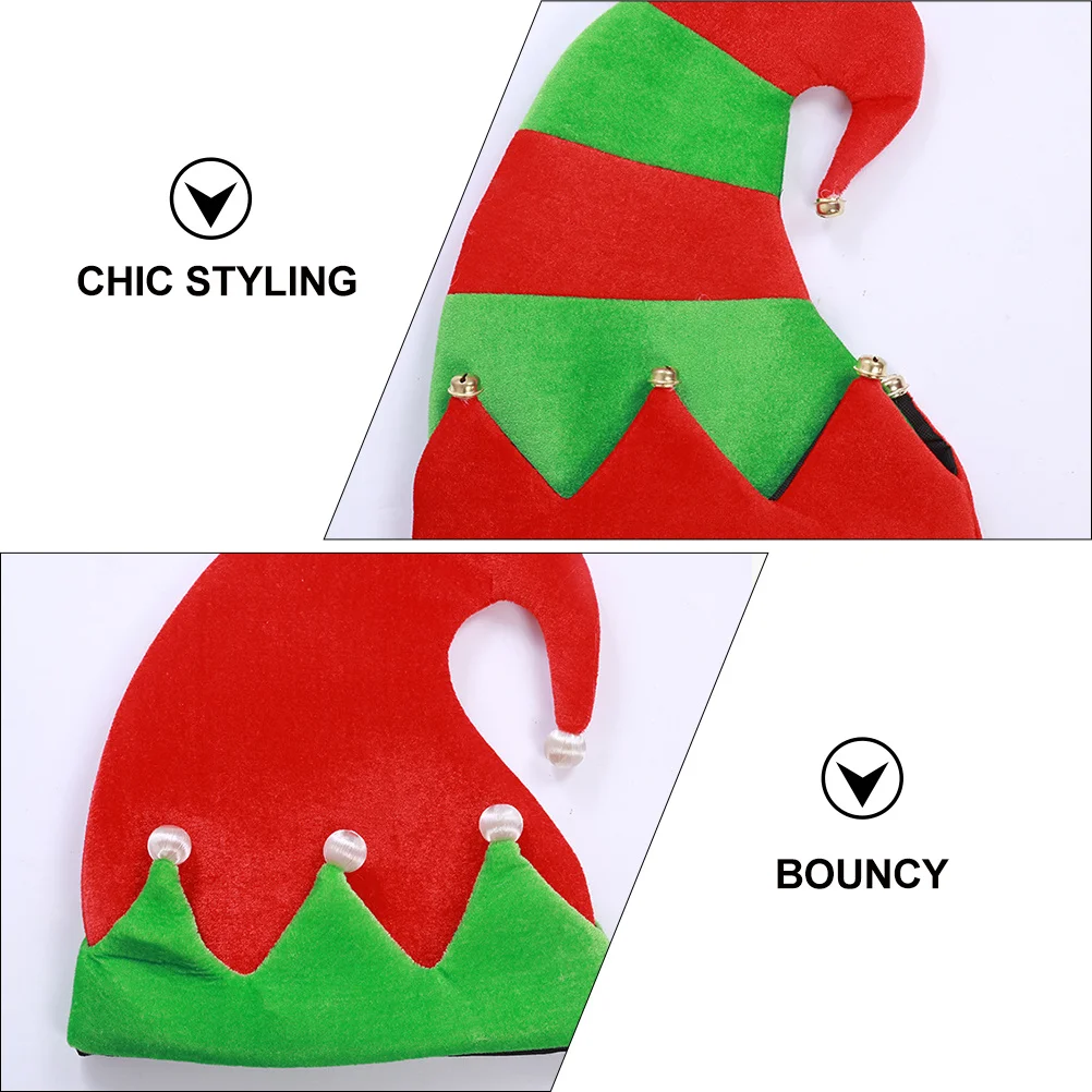 

3pcs Elf Hats Christmas Style Bell Caps Trendy Party Supplies Creative Headwears Non-Woven Holiday Decor Photo Props