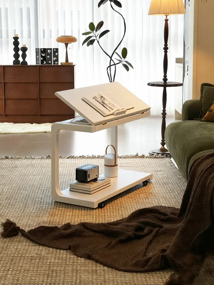Solid wood removable side table, living room home writing desk can be side a few cream wind balcony