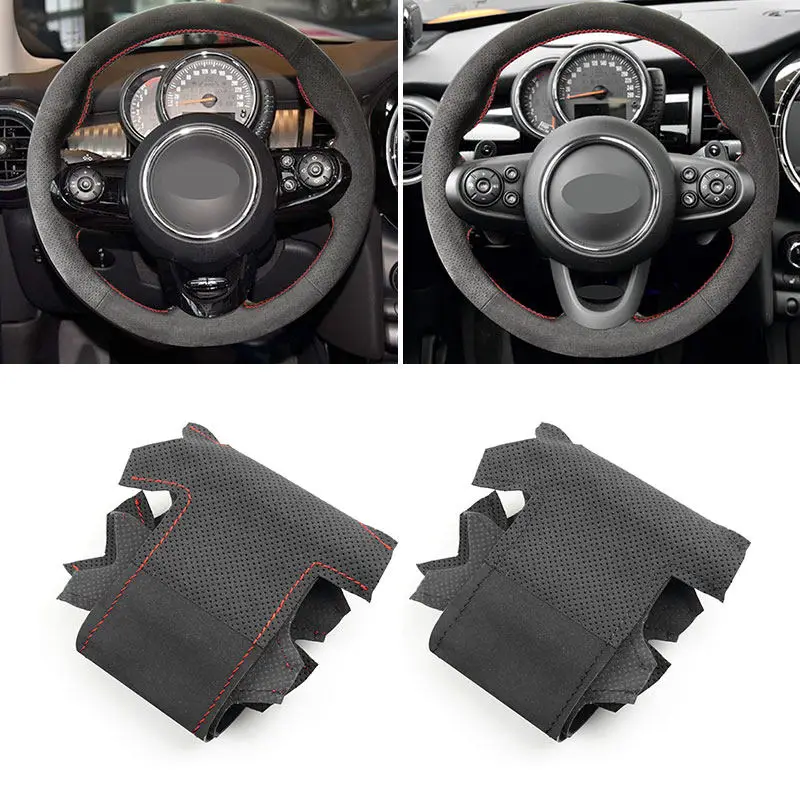 Car Steering Wheel Suede Leather Cover Trim For HIGH-configuration 2017 2018 Mini Cooper F54 F55 F57 F60 R50 R53 R56 R58 S JCW