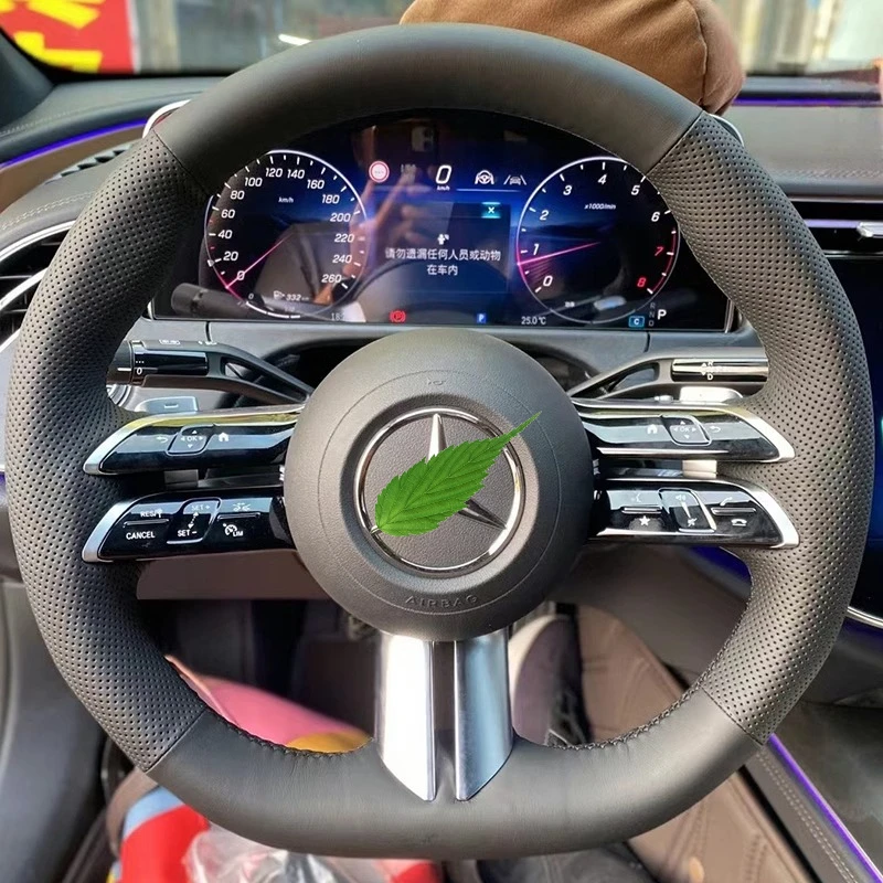 

DIY Hand-Sewn Non-Slip Suede Leather Steering Wheel Cover For Mercedes Benz A-class C-Class E-Class GLC CLS 22-24 Car Accessory