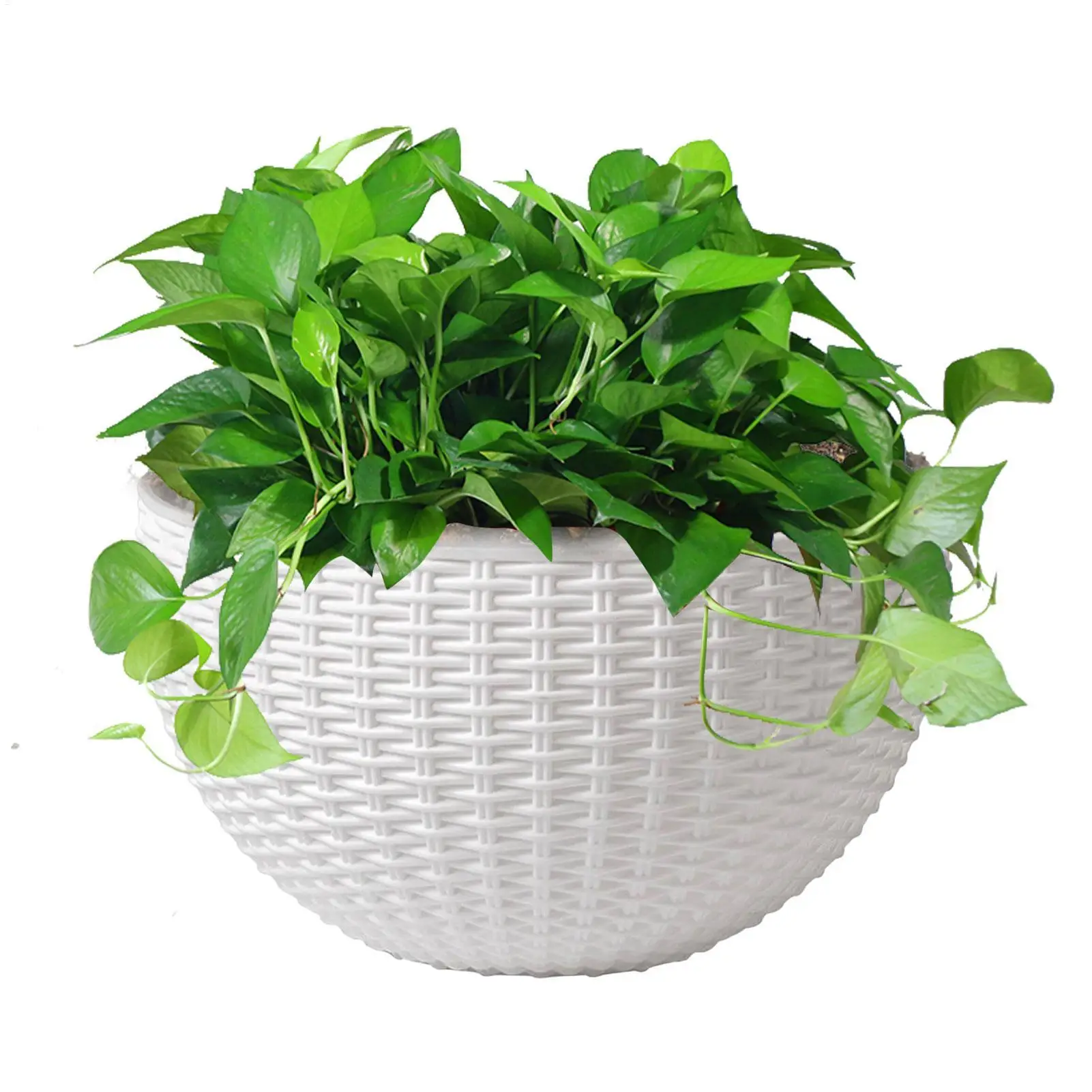 European Style Imitation Rattan Wall Hanging Half Round Flowerpot Planter Semicircular Wall Flower Pot Balcony Household Gifts