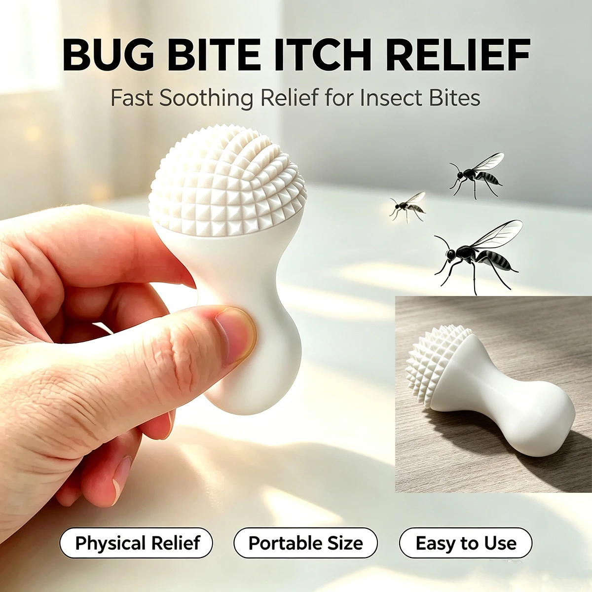Printed Physical Anti-Itch Device, Outdoor Mosquito Bite Itch Relief Gadget, Portable Press-Type Mosquito Bite Relief Tool