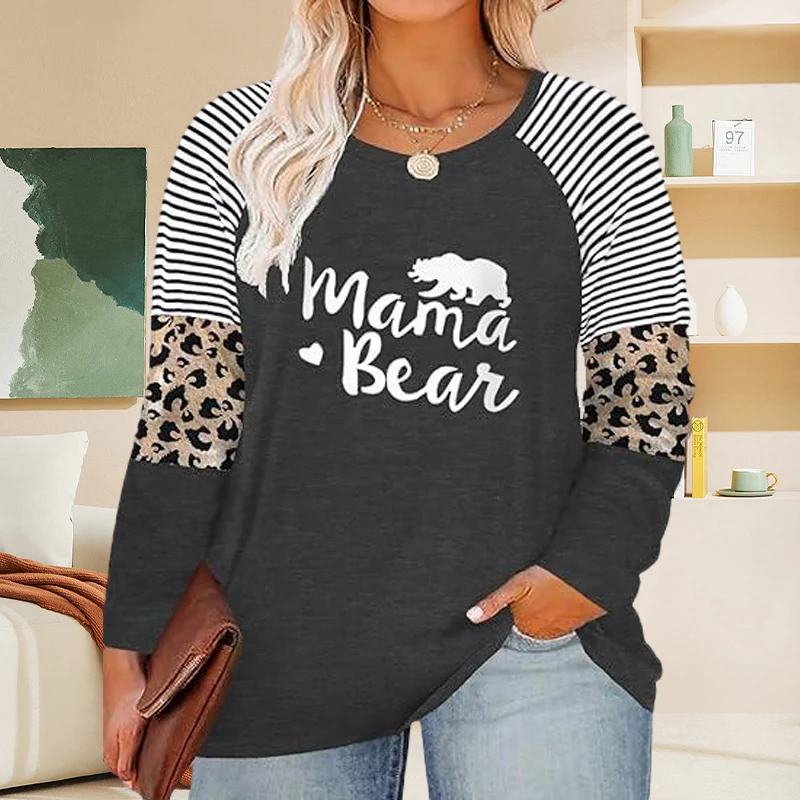 

Best Selling Long Sleeve plus Size Printed T-Shirt Popular Large Print Design Comfortable Casual Top for plus Size Women