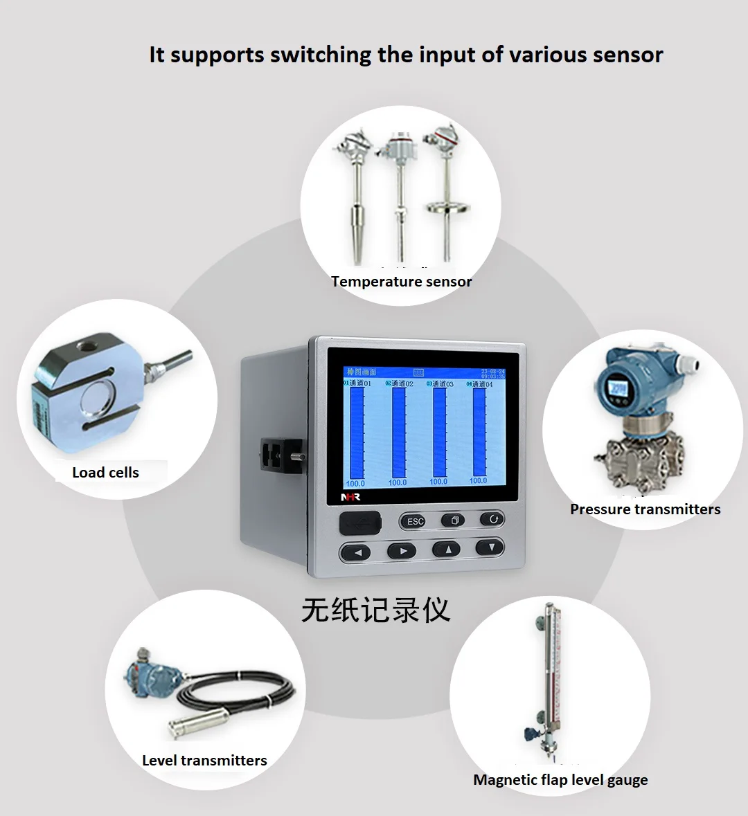 small size multi-channel color screen paperless recorder Industrial data acquisition