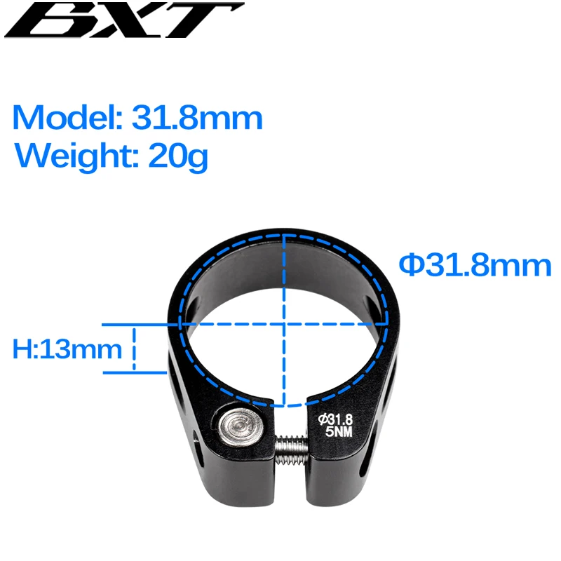 BXT Bicycle Seatpost Clamp 31.8/34.9/37mm Bicycle Seat Post Pipe Clamp Aluminum Alloy MTB Mountain Road Bike Seat Tube Clip Part