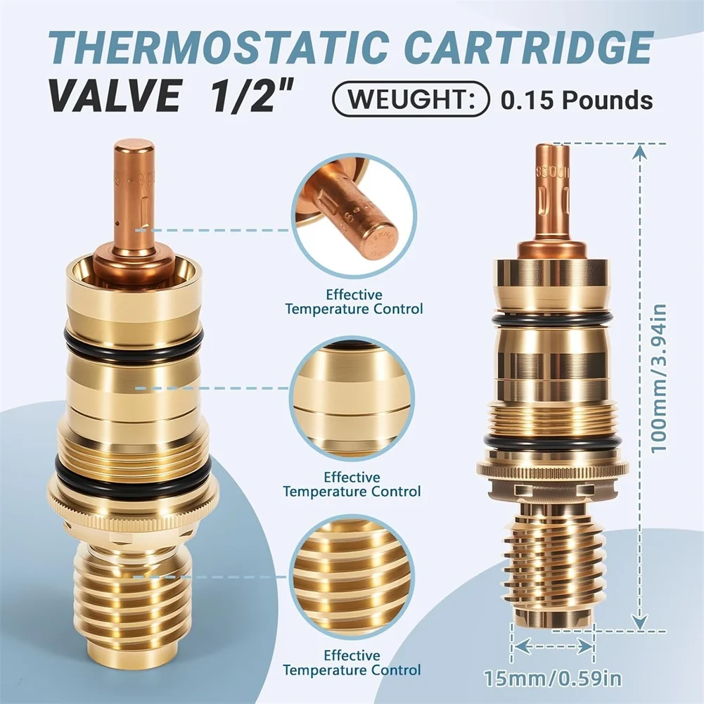 47050000 For Grohe Shower Valve Cartridge G1/2 Thread Brass Thermostatic Element for Precise Hot Cold Water Blending