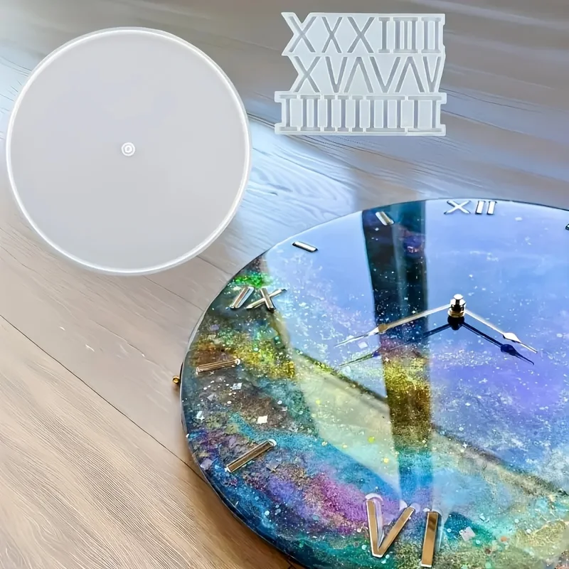 Molde de reloj DIY de 37cm, molde cuadrado de silicona para decoración de pared, molde de resina de yeso, manualidades de decoración del hogar