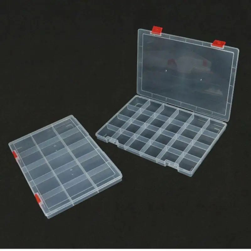 Transparent Compartment Plastic Storage Box Jewelry Earring Box Bead Container Storage Case Display Organizer 15/24/36/48 Grids