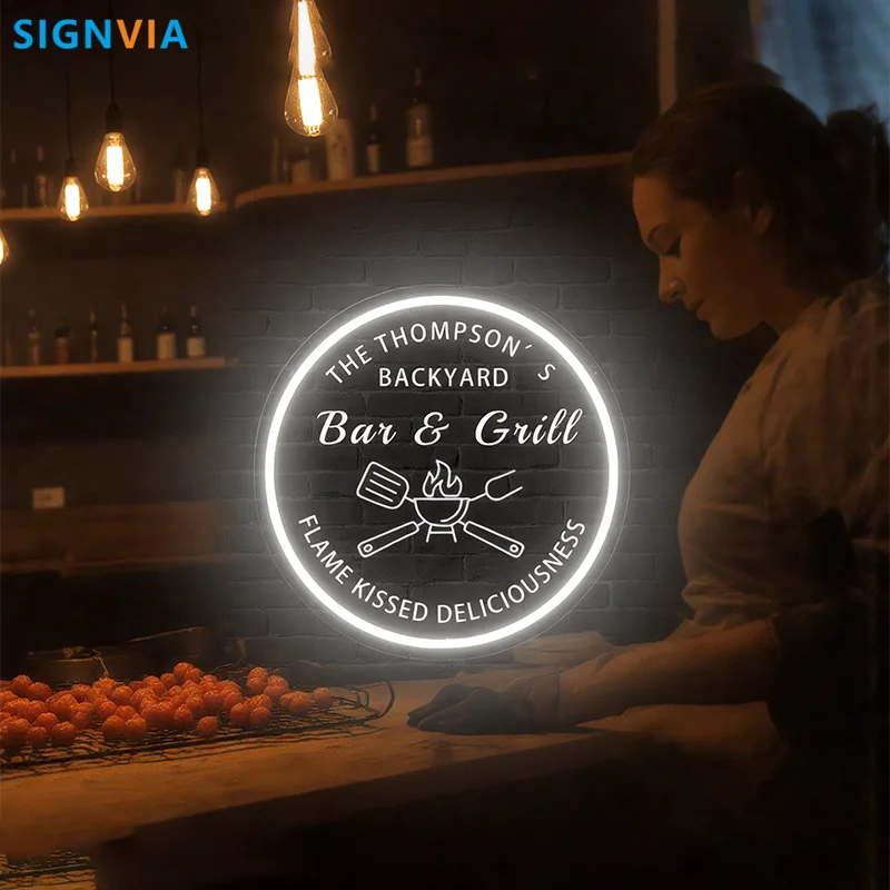 Custom BBQ Neon Sign USB-Powered Adjustable LED Lights With Engraved Design Perfect For Home Decor Party Bars And Restaurants