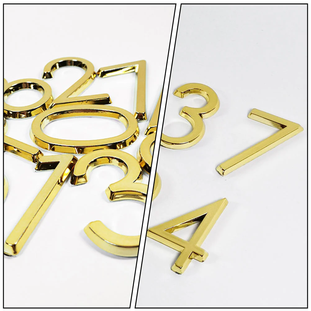 10 Pcs Stickers Digital Number Mailbox Letter Street Address Golden Room Gate Plaques Corridor Sign