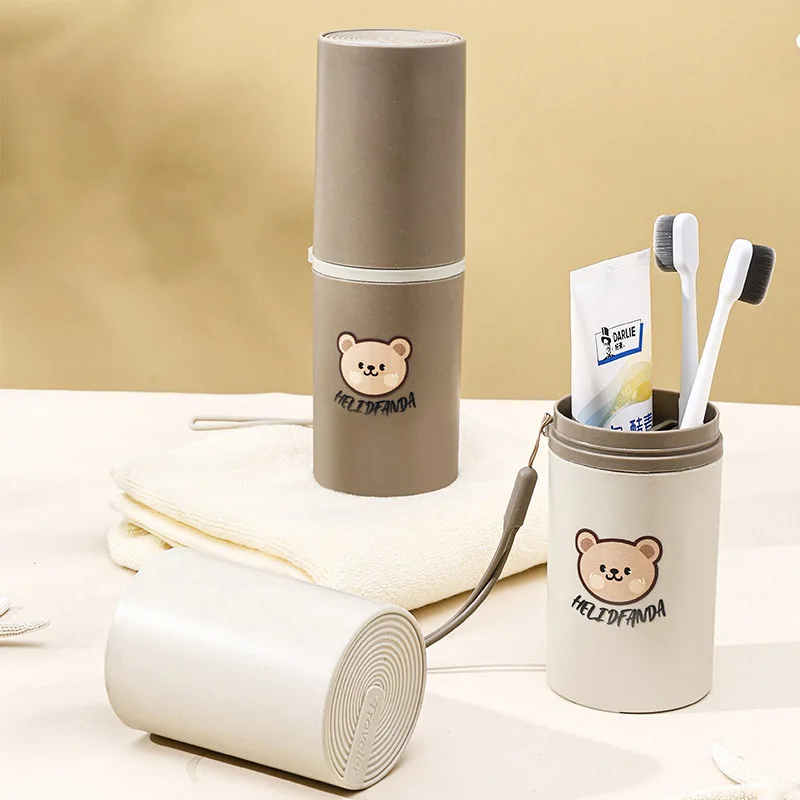 Portable Travel Toothbrush Gargle Cup Creative Cartoon Bear Brush Cup Couple Gargle Cup Family Set Household Bathroom Supplies