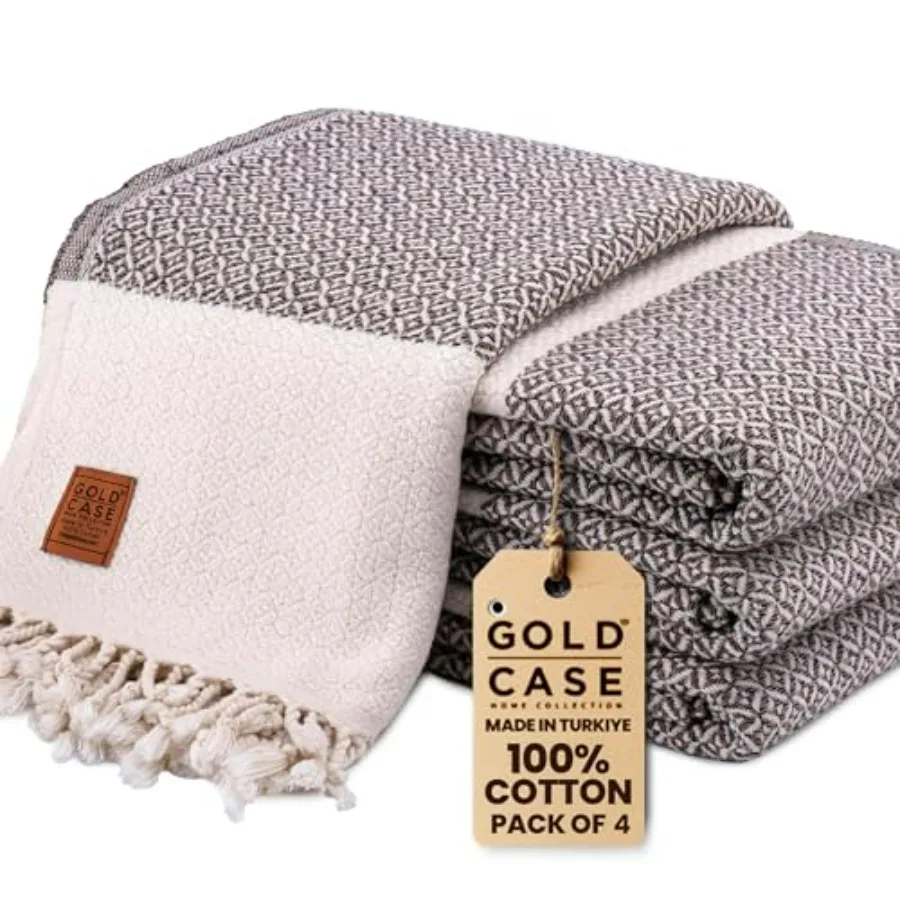 

Turkish Beach Towel Set of 4 Gold CASE, 100 Cotton, Beige Aphrodite Extra Large, Quick Dry Sand Free Peshtemal for Pool, 67 x 3