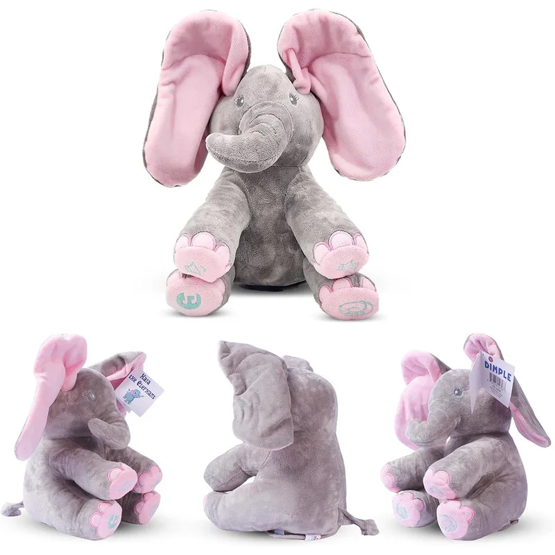 

Интерактивный поющий слон-плюшевая игрушка, электрическая анимированная кукла с движущимися ушками, игра в прятки, для детей, украшение для дома