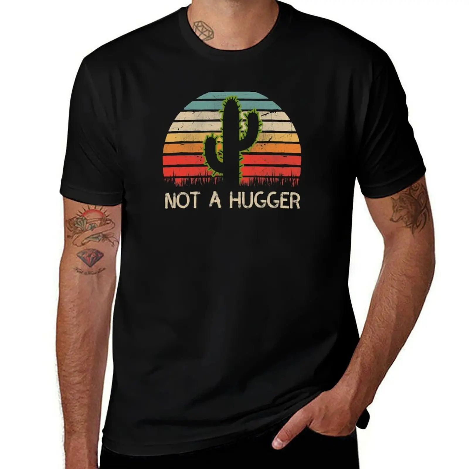 Not a Hugger Funny Cactus T-Shirt Light Athletic Short Sleeve Tee Shirt T-Shirt