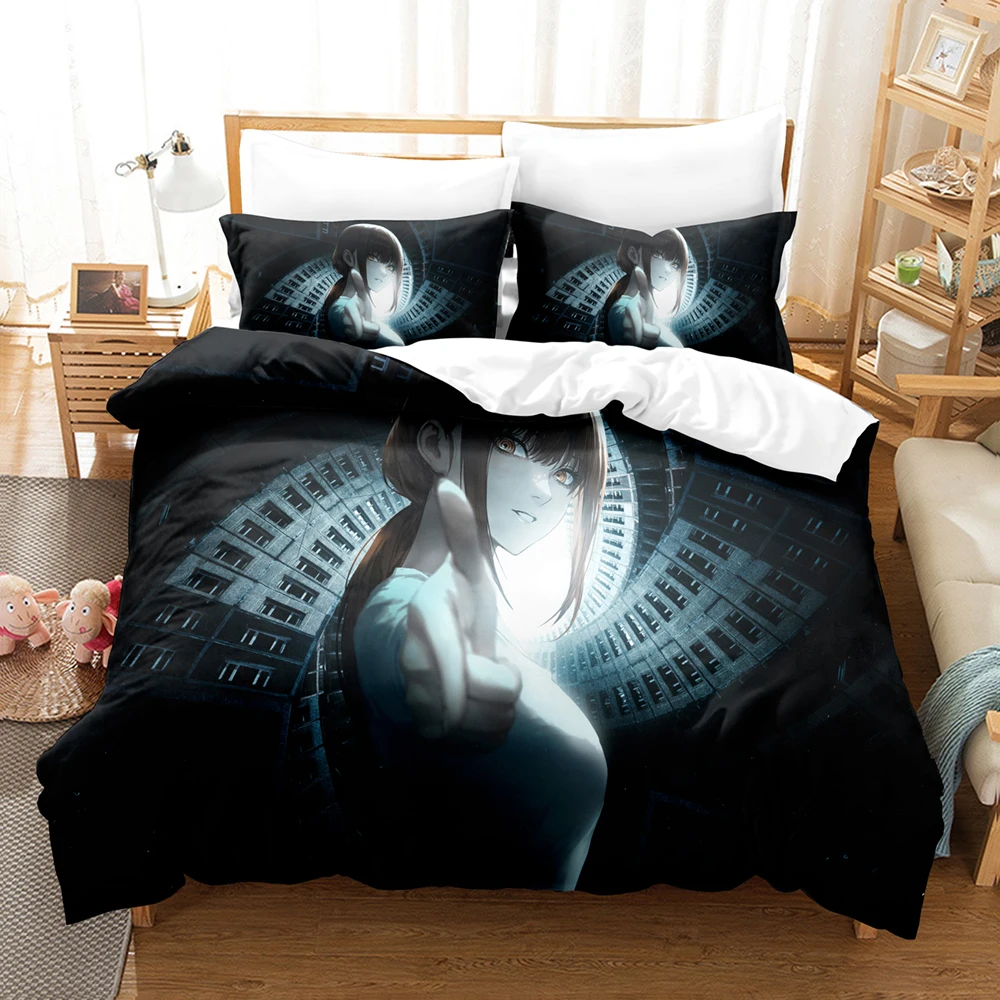 Anime Girls Chainsaw Man Makima 2_3pcs Bedding Set Boys Girls Twin Queen Size Duvet Cover Pillowcase Bed Kids Adult Home Textile