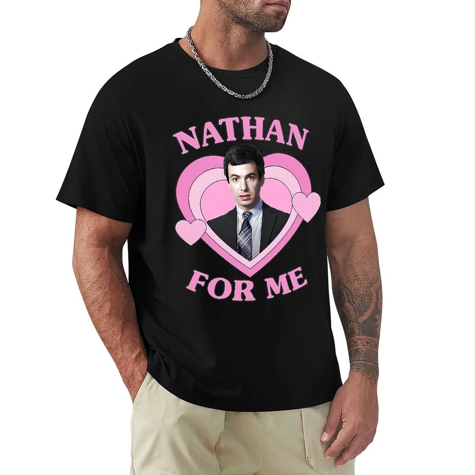 Nathan Fielder For Me Pink Heart T-Shirt Fitness Quick Dry Short Sleeve Top