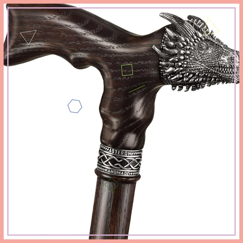 

Handmade Wooden Walking Cane for Men and Women - Dragon Design Unique Fashion Stick
