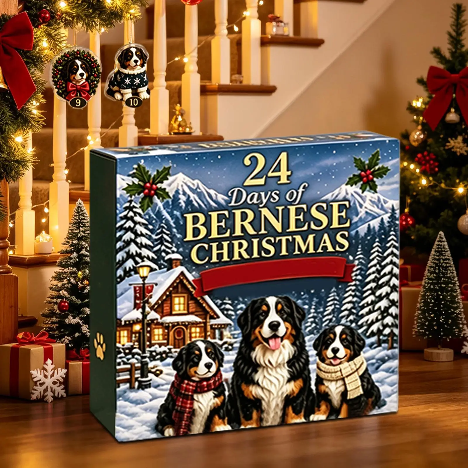2026 Christmas Countdown Calendar Puppy Decor  2D Acrylic Bernese Mountain Dog Ornaments Party Favors Christmas Gifts For Kids - view 4