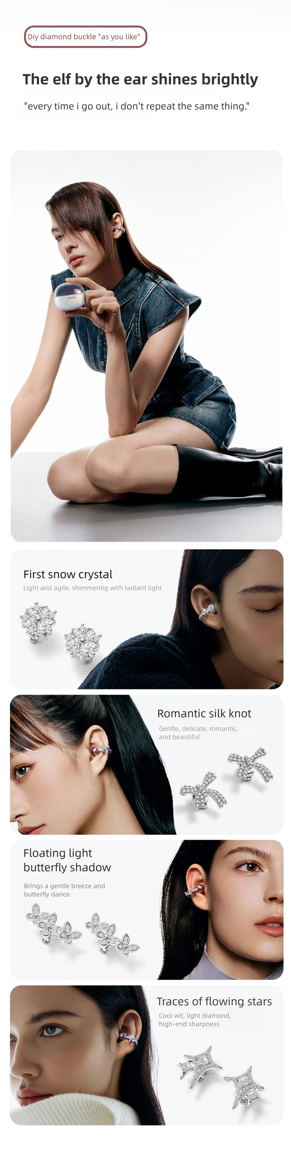 Sanag S6S Nova Ohrclip-on-Kopfhörer, modische Ohrringe für Frauen, kabellose Bluetooth-Kopfhörer, Jahrestag, Valentinstag, Geschenke – Detail 3