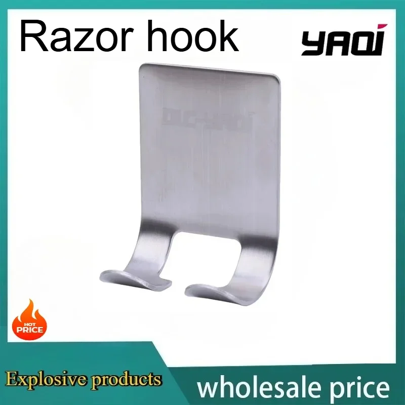 2026 YAQI 1Pcs Razor Stainless Steel Holder Men Shaving Shaver Shelf Bathroom Razor Rack Wall Adhesive Storage Hook Kitchen Hang