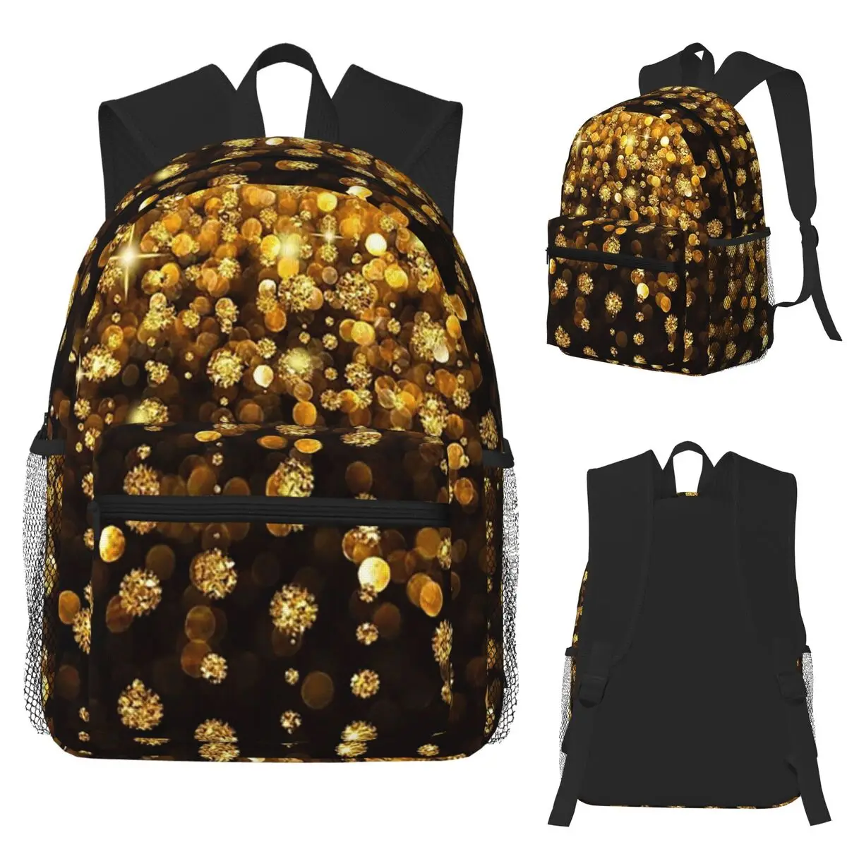 

Золотой блестящий студенческий рюкзак, школьная сумка, походный дорожный рюкзак для мальчиков и девочек, сумка для книг, сумки на плечо