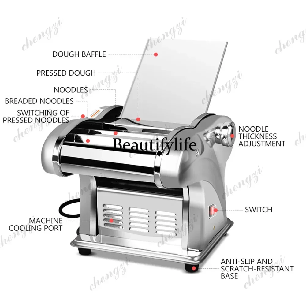 Machine à pâtes électrique N138, machine à faire des nouilles et des raviolis, machine à pâtes commerciale et domestique en acier inoxydable, presse à nouilles