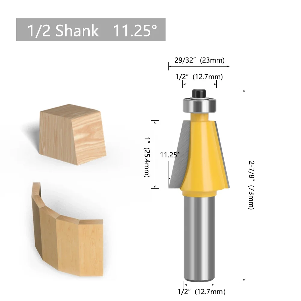 LAVIE V-Nuten-Fräser-Set 5-teilig, 12mm Schaft Hartmetall-Fasenfräser 11,25 ° -45 ° Für Holz-CNC – Detail 3