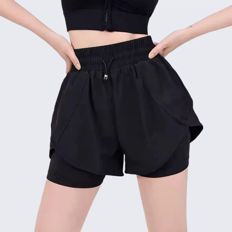 

New Sports Shorts for Women Fake Two-piece Quick-drying Breathable Running Yoga Fitness Shorts Casual Pants