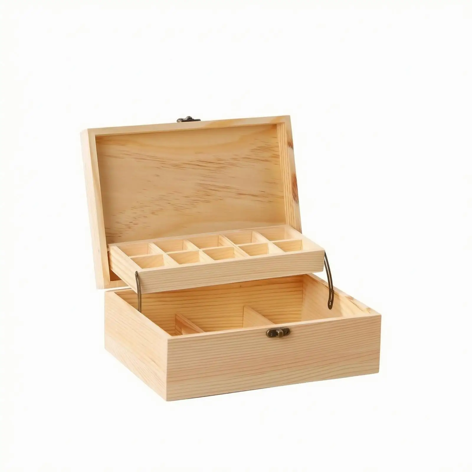 Desktop Organizer Compact Wooden Storage Box with Hinged Lid Natural Wood Storage Box with Hinged Lid Sturdy for Desk, Vanity