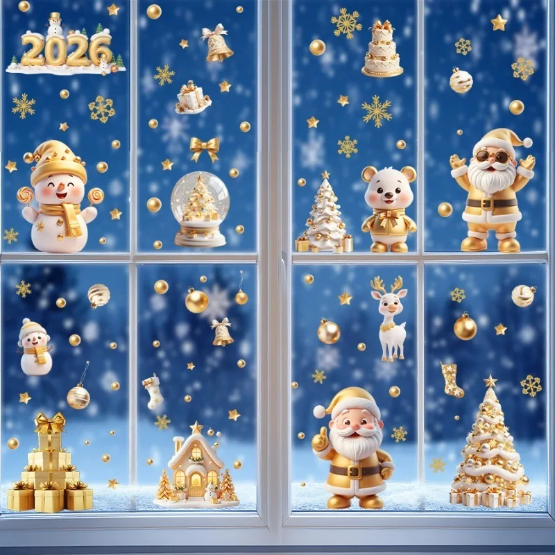 مجموعة 6 أوراق مع ملصقات أرقام كرة عيد الميلاد للعام الجديد لزجاج الشتاء وندرلاند ديكور العطلة شارات نافذة عيد الميلاد