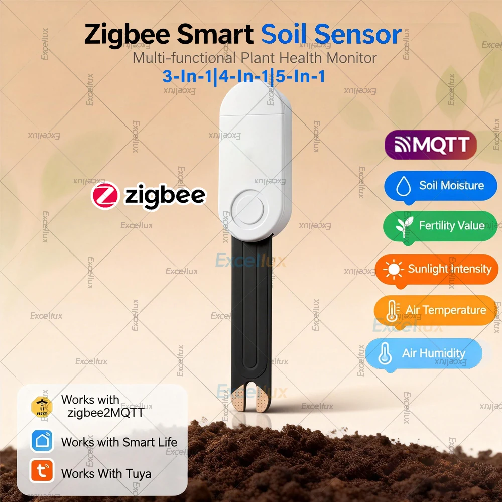 Zigbee Smart Soil Tester Moisture Sensor Sunlight Lux Fertility Air Temperature Humidity Meter Works With Tuya Smart Life Z2MQTT