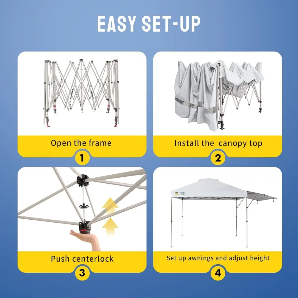 خيمة مظلة منبثقة مقاس 10 × 10، مظلة تجارية فورية مع قماش مطلي بالفضة 150D بما في ذلك مظلة ممتدة #5