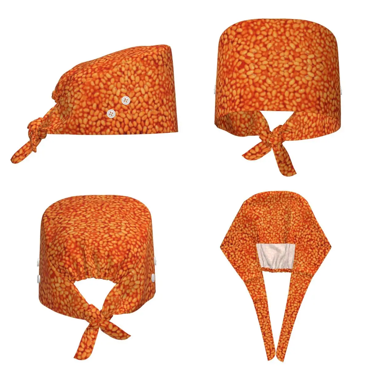 Baked Beans In Things Pattern Scrub Hat Doctor Working Surgical Cap Unisex Adjustable Nursing Caps for Dentist