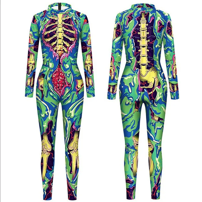 Halloween Skull 3D Digital Printing Cosplay Zentai Jumpsuit Adult Children Party Role-Playing Bodysuit Dress Up Costume Outfit