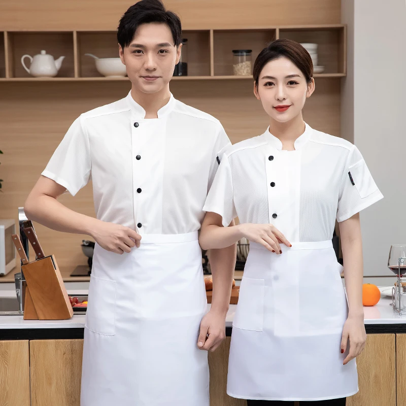 Catering Cucina Giacca da cucina Elastico ad asciugatura rapida Uniforme da chef Tuta in rete traspirante Abbigliamento per alimenti Panetteria Café Camicia da lavoro