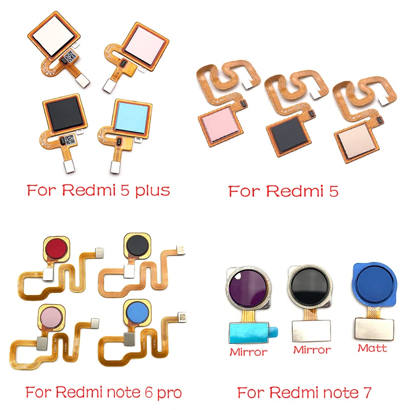 10PCS New For Xiaomi Redmi Note 6 7 Pro / Redmi 5 Plus Fingerprint Sensor Scanner Touch ID Home Button Return Flex Cable Ribbon