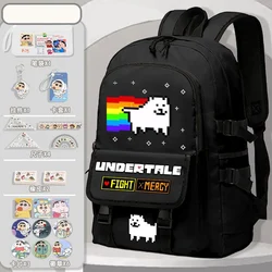 Malha respirável, 48x36x16cm preto branco azul, undertale sans, estudantes crianças adolescentes sacos de escola, mochilas anime meninas meninos