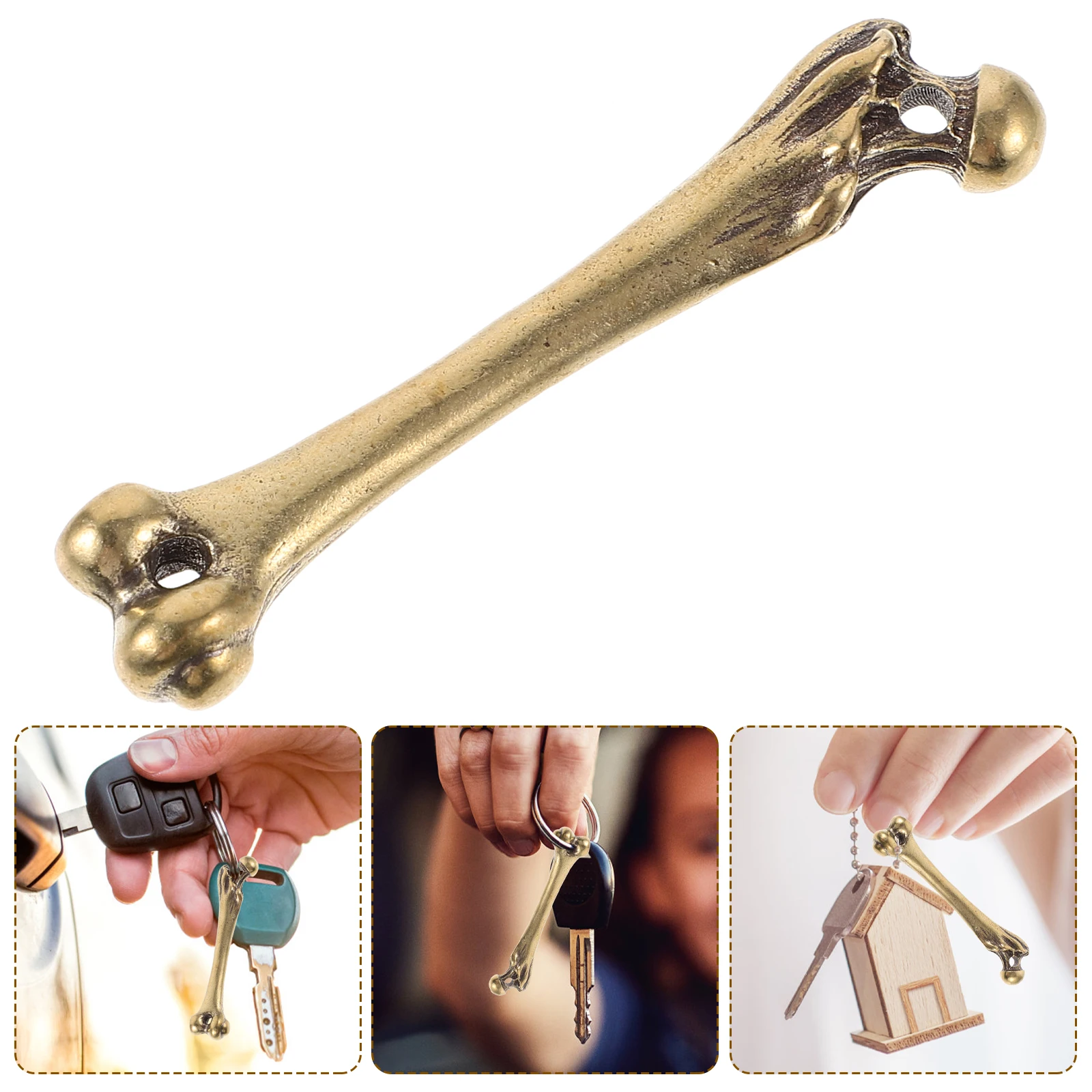 

Brass Bone Charms Vintage Craft Durable Desktop Decoration Paperweight Gift Diy Hanging Ornament Small Brass Craft Keychain