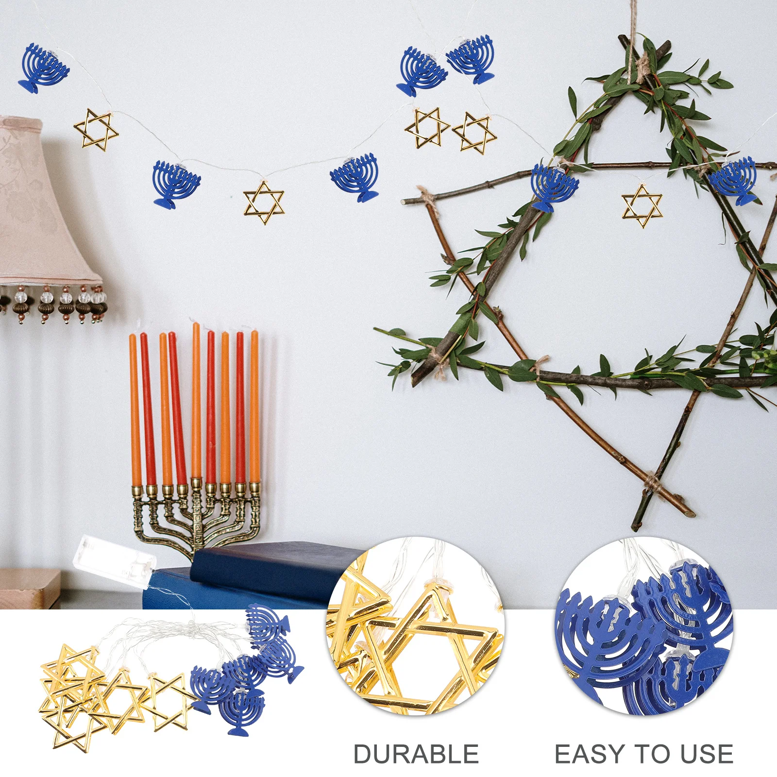 Hanukkah Star String Light Powered Fairy Lights Hanukkah Light Decor Party Supplies Personalized LED Name Sign