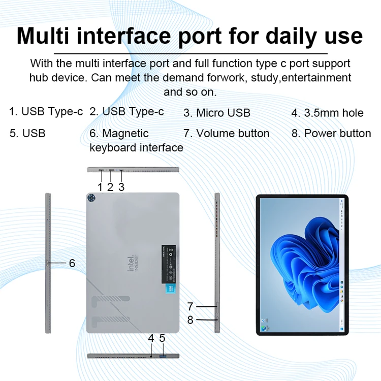 10.95 Inch Win10 Win 11 Tablet 2K 1920*1200 Screen 12gb DDR4 256gb SSD Business Tablet PC with WIFI 6 Keyboard Case Pen