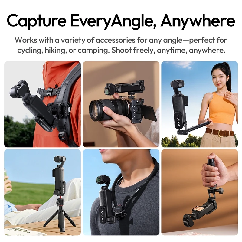 Ulanzi PK16 Quick-Release Magnetic Base for DJI Pocket 3 4 4P Magnetic Grip Adapter 1/4'' Action Gopro Ports for Outdoor Shot