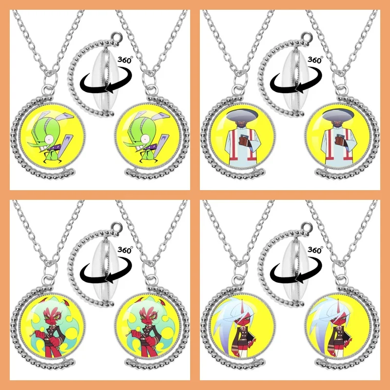25mm Double-sided Rotatable Necklace Anime Panty & Stocking with Garterbelt Cartoon Character Panty Stocking Charms Fans Gift