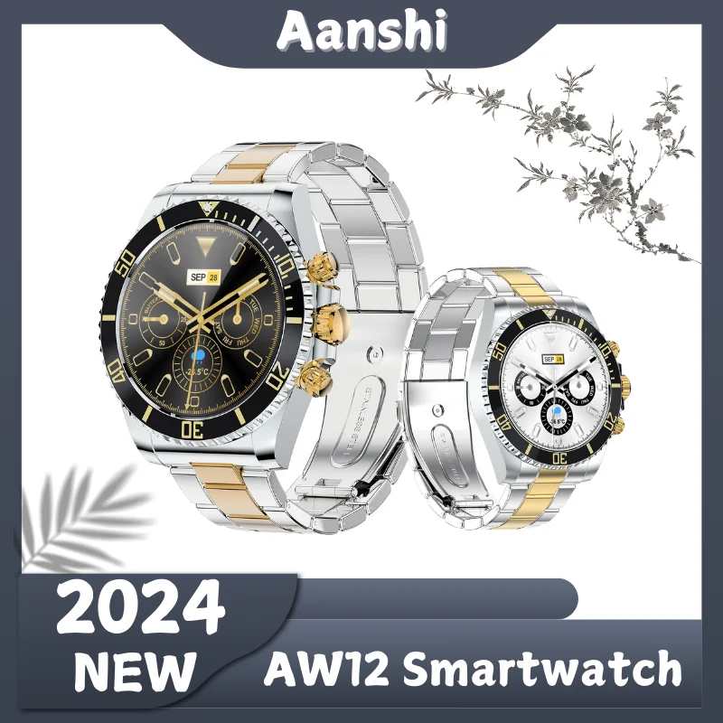 

Aanshi AW12 Busines Smartwatch for Men Bluetooth Calling Support Hebrew Language Apply Android iOS Chic Men's Watch Perfect Gift