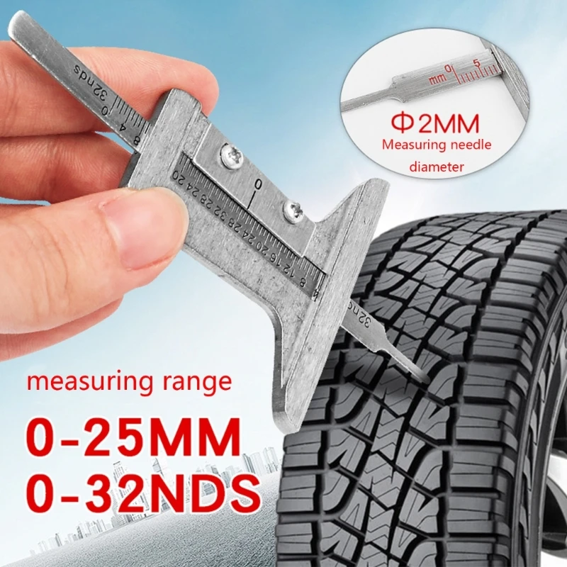 dwan Tyre Tire Depth Gauge Caliper Tyre Wear Detection Measure Tool Ruler