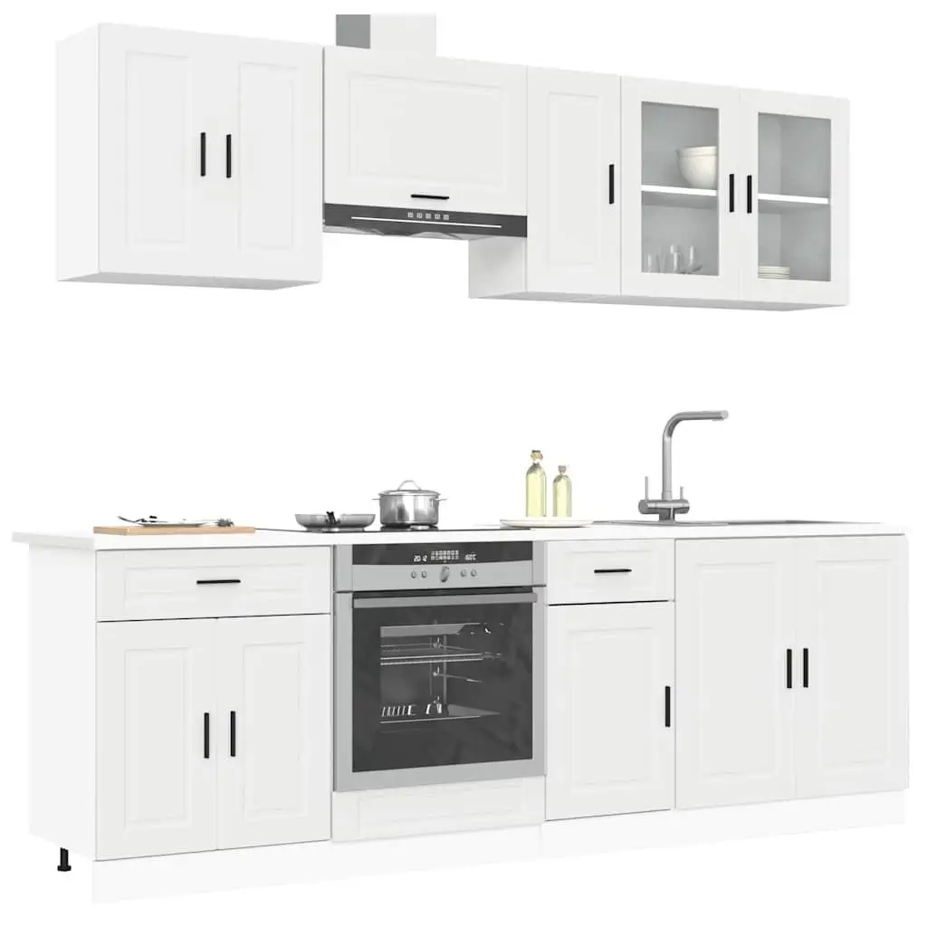 8-Piece Kalmar Kitchen Cabinet Set - White Wood Composite Storage Solution