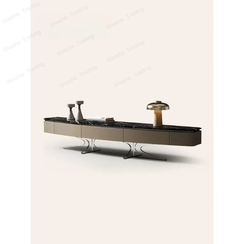 Marble TV Cabinet Suspended Living Room Villa Coffee Table TV Cabinet Combination