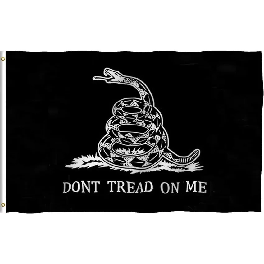Black Dont Tread On Me Flag 3x5FT Polyester Banner with Canvas Header Double Stitched Edges and Brass Grommets - view 2
