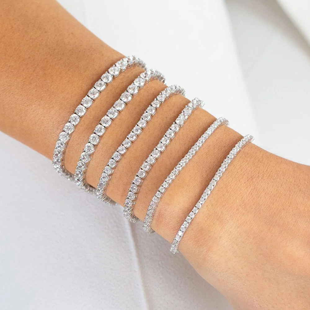 

Colorful Zircon Folding Buckle Chain Bangle on Hand Party Sexy Fashion Jewelry Adjustable Crystal Tennis Bracelets for Women Men