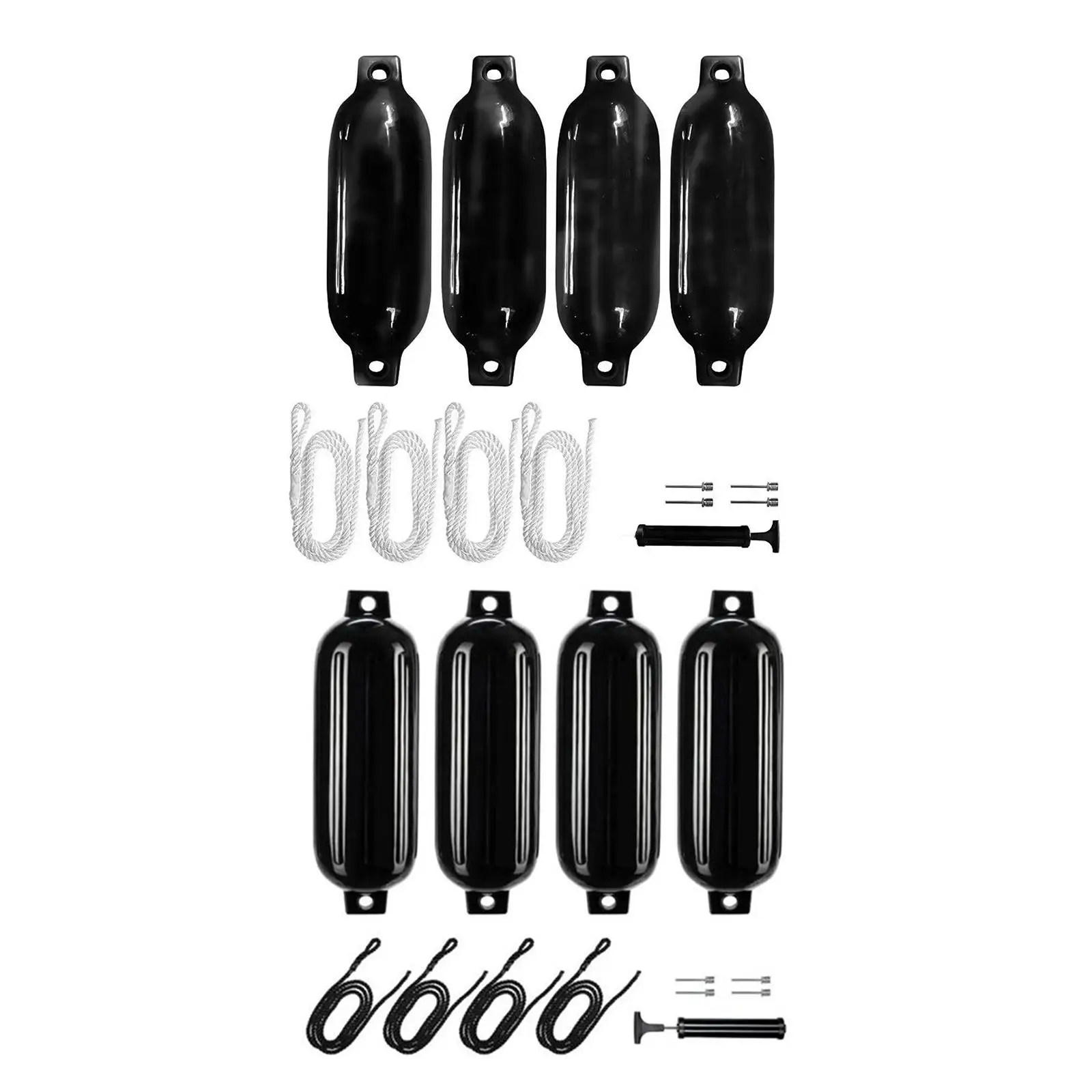 4x Boat Fenders 11x40cm 1 Air Pump Use to Yacht Fishing Boats Sailboats Shield Protection Accessories Inflatable Boat Fenders