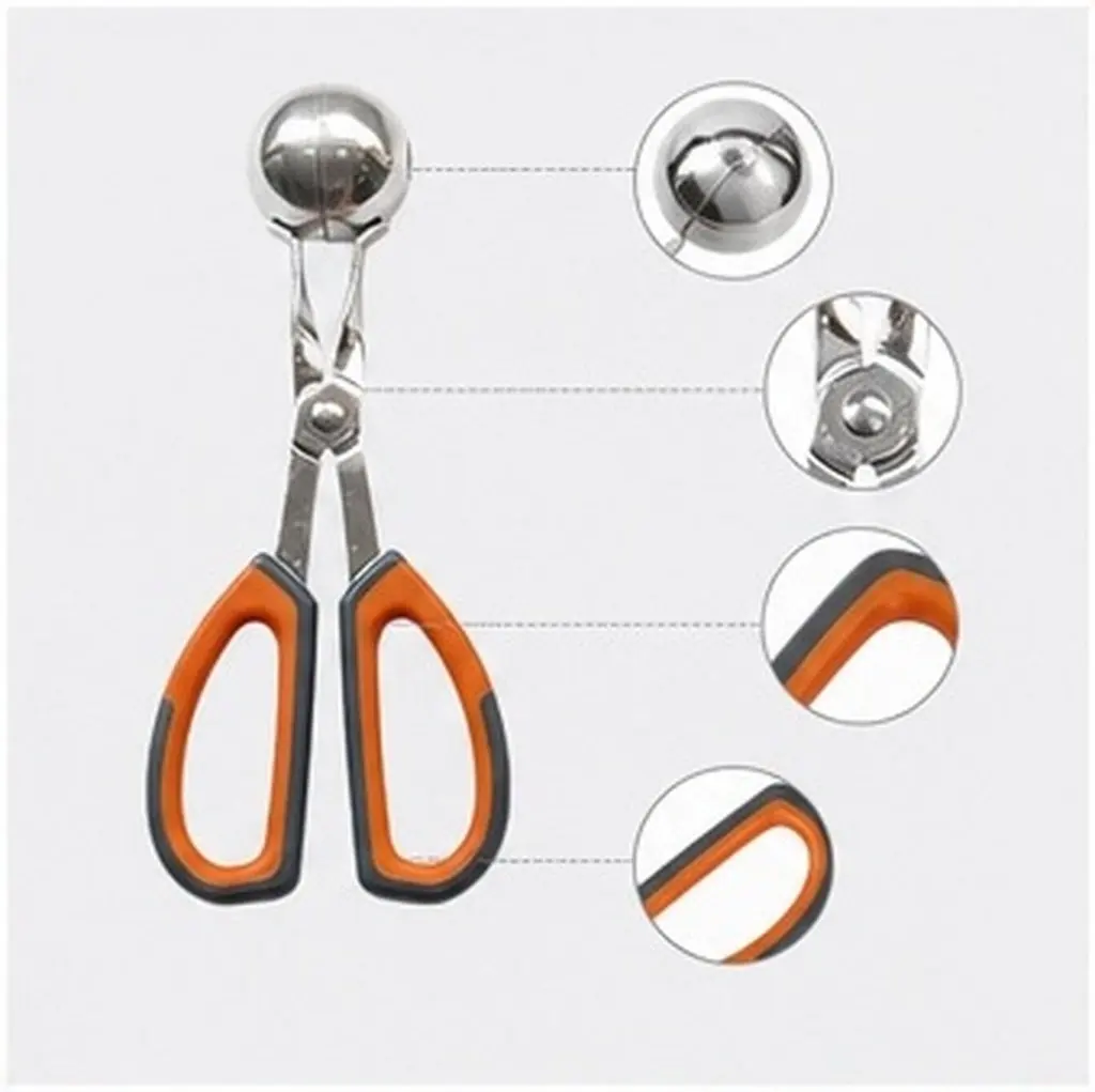 2Pcs Meatball Maker Mold Non-Stick Meatball Clamp Scoop Shaper Tool Stainless Steel Rubber Plastic for Family Dinners Holiday